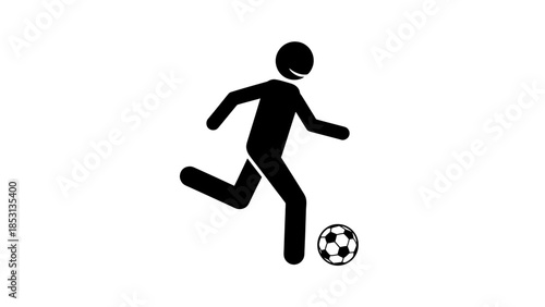 Soccer player action: A silhouette figure of a soccer player mid-kick, capturing the dynamism and excitement of the sport, representing motion and athleticism.