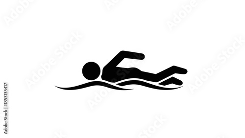 Symbolic Swimmer: A simple, elegant illustration of a swimmer gracefully cutting through the water, perfect for conveying themes of sport, fitness, and aquatic activity.