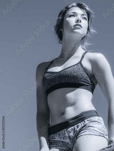 Strong Young Woman Looking Upwards