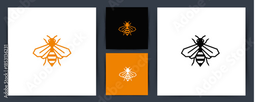 Flat minimal bee icon representing honey production, nature conservation, eco friendly branding and organic product identity for logo, UI, web and print design