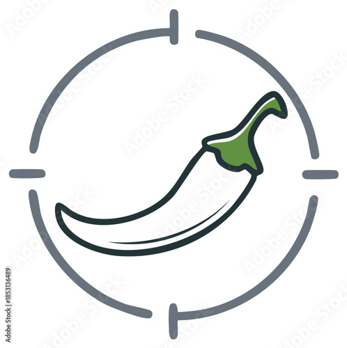 Chili pepper icon in target crosshairs symbolizing focus on spicy food and flavor
