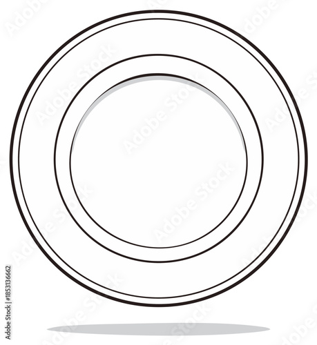 Simple Line Art Circle Plate Outline Empty Dish Design