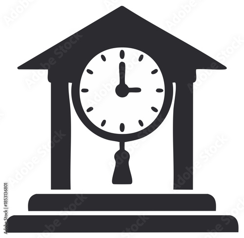 Vintage mantel clock icon in a simple flat design silhouette