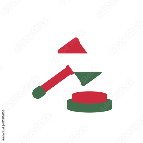 Hungary Flag Court Justice Hammer In Icon