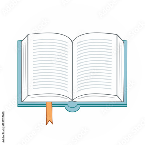 Open Book Illustration with Bookmark, Blank Pages Ready for Your Text or Images, Studying Concept