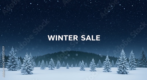 Wallpaper Mural Winter sale wonderland with snowy trees and a starry night background Torontodigital.ca