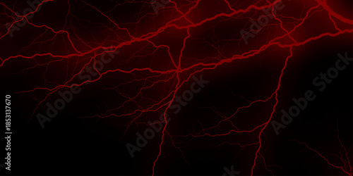 A striking image of red lightning against a dark background, showcasing natural energy. Red lightning illuminates dark sky nature electrifying power and intense energy