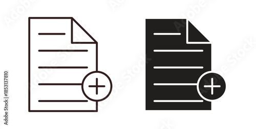 Add document icons. thin line and glyph vector icons pack on white background