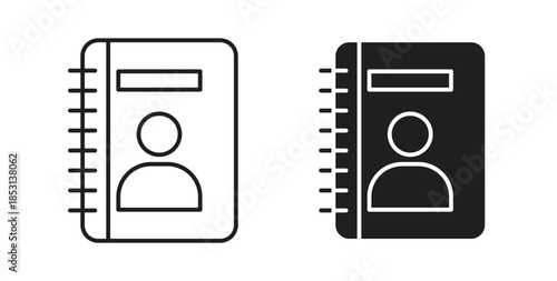 Address book icons. thin line and glyph vector icons pack on white background