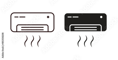 Air conditioner icons. thin line and glyph vector icons pack on white background