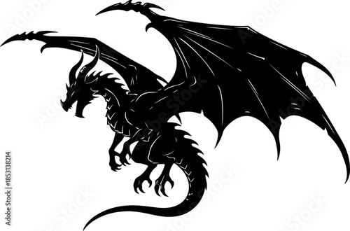 Fierce Tribal Dragon Flame Tattoo Silhouette Design