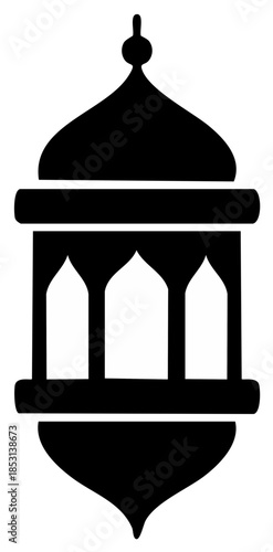 Black Silhouette of an Islamic Lantern with Onion Dome Top