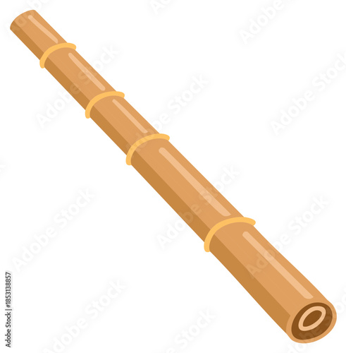 Brown bamboo wood stick vector graphic, hollow interior detail, natural segment texture