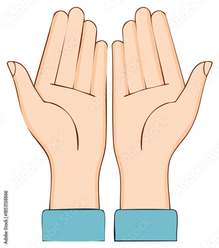 Illustration of Pair of Hands Raised in Open Gesture Symbolic of Prayer Supplication Hope or Aspiration