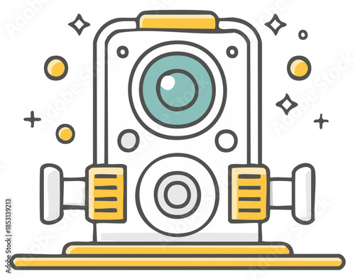 Modern Total Station Surveying Instrument Doodle Illustration for Engineering and Construction
