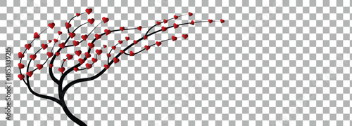 Valentine love tree on a transparent background
