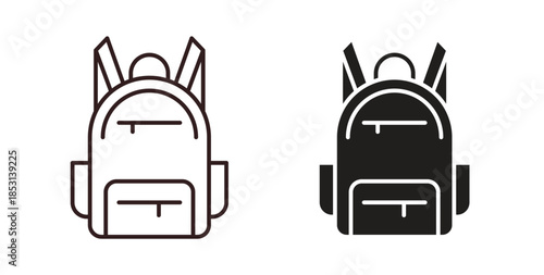 Backpack icons. thin line and glyph vector icons pack on white background
