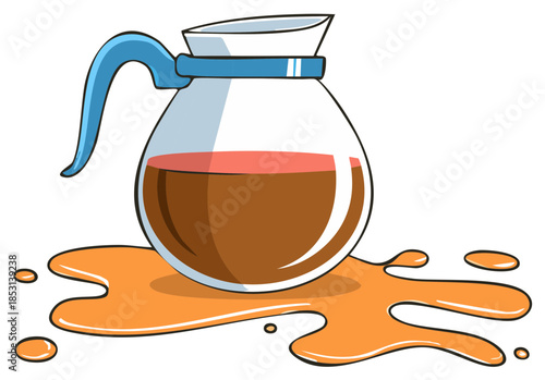 Coffee Pot Spilled, With Coffee Pouring Out