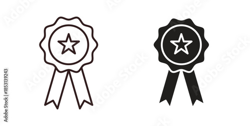 Badge icons. thin line and glyph vector icons pack on white background