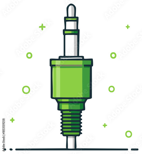 Simple vector illustration of a green audio headphone jack connector