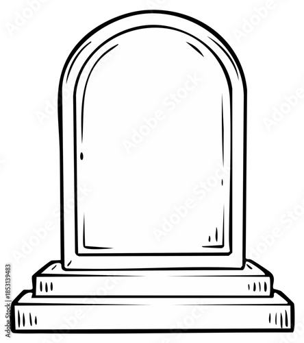 Arched Tombstone Outline with Pedestal for Memorial Services and Halloween