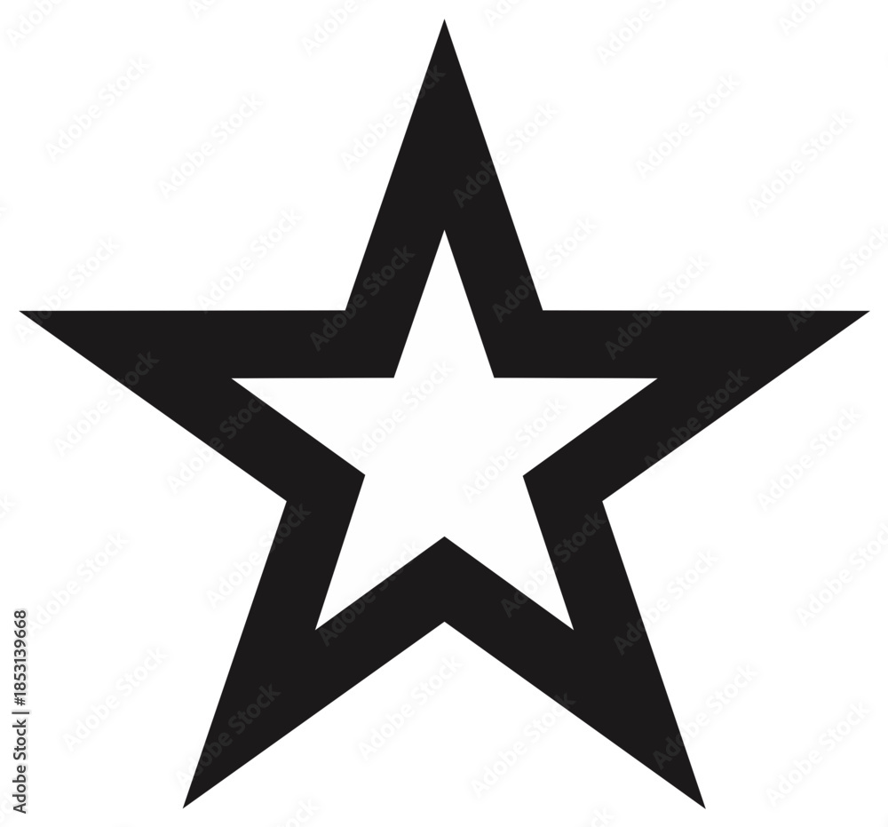 Fototapeta premium Double Star Outline Black and White Design Feature Element
