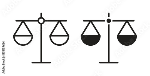 Balance scale icons. thin line and glyph vector icons pack on white background