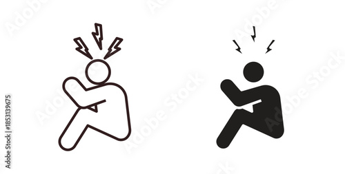 Anxiety or stress icons. thin line and glyph vector icons pack on white background