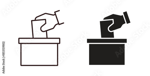 Ballot icons. thin line and glyph vector icons pack on white background