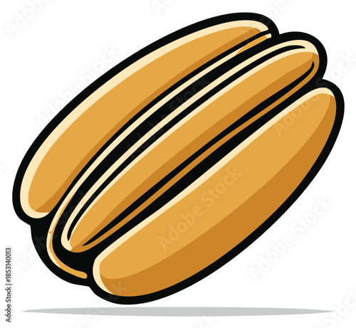 Illustration of a Delicious Cartoon Hotdog with Bun, Perfect for Concession Stand or Restaurant Promotion and Advertising