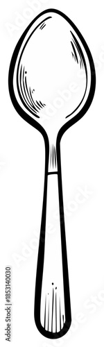 Single simple spoon drawing illustration kitchen tool equipment