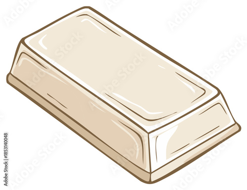 Cartoon illustration of a gold bar, isolated on a white background.