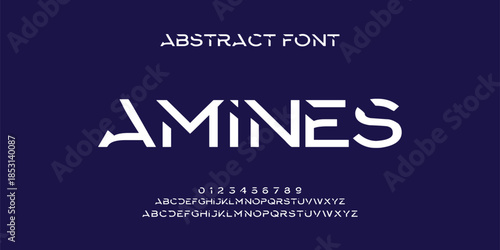 Design Modern abstract digital alphabet font. Minimal technology typography, Creative urban sport fashion futuristic font and with numbers. vector illustration.