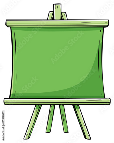 Green Presentation Board on Wooden Easel for Drawing or Display