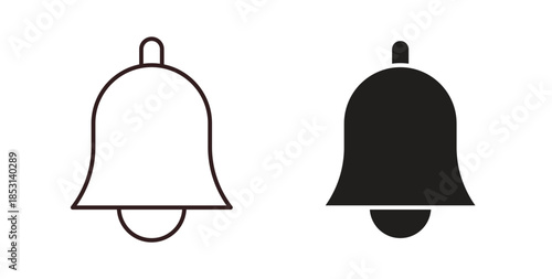 Bell icons. thin line and glyph vector icons pack on white background