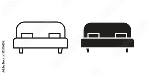Bed icons. thin line and glyph vector icons pack on white background