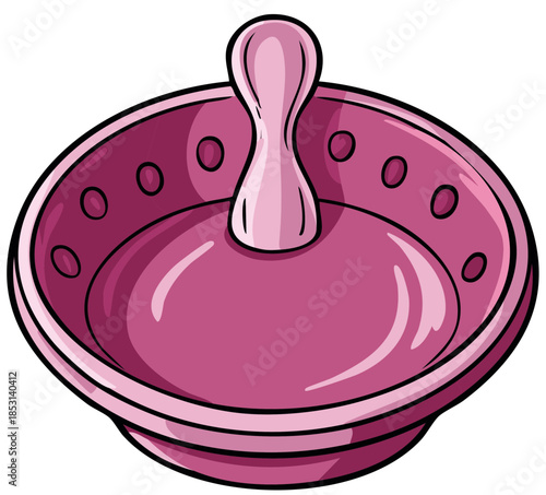 Empty pink jewelry dish with ring holder stand for organization cartoon vector illustration