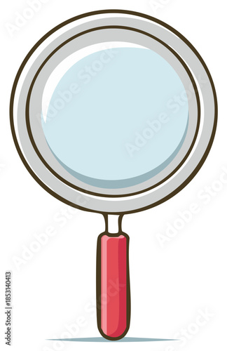 Hand Drawn Magnifying Glass Icon with Red Handle for Research and Investigation