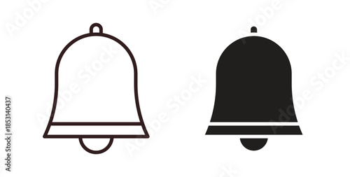 Bell ring icons. thin line and glyph vector icons pack on white background