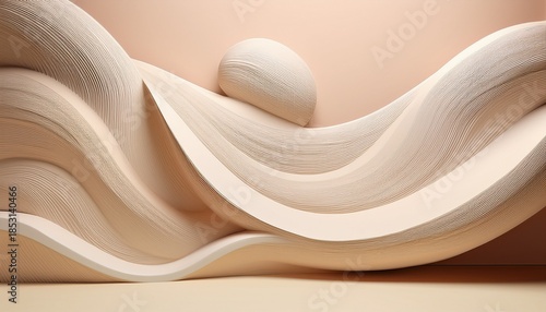 Theme Backgroung A Minimal Background In Soft Beige And White Blending Organic Shapes With Smooth Flowing Lines