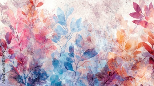 Colorful leaves in a soft pattern create an artistic background design
