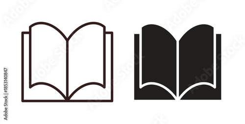 Book icons. thin line and glyph vector icons pack on white background