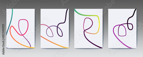 Colorful Curled Line Abstract Art Design