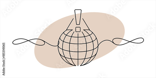 An abstract illustration of a globe with an exclamation mark above it Vector, illustration