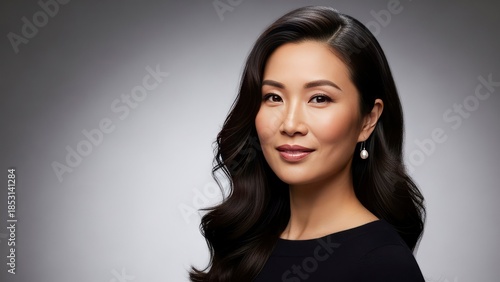 Elegant Asian woman portrait dark hair