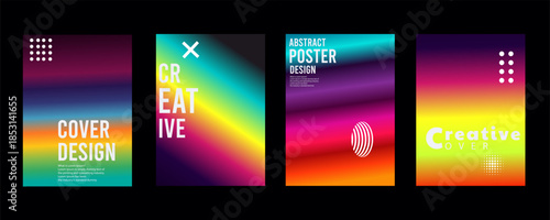 colorful poster design templates with gradient backgrounds