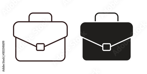Briefcase icons. thin line and glyph vector icons pack on white background
