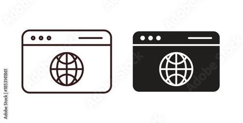 Browser icons. thin line and glyph vector icons pack on white background