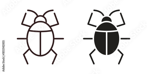 Bug icons. thin line and glyph vector icons pack on white background