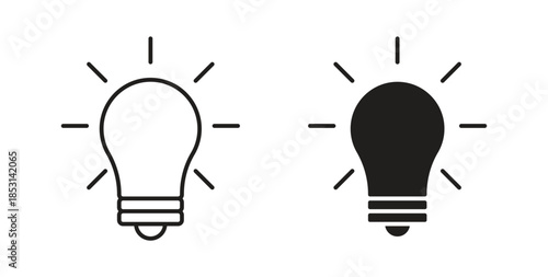 Bulb icons. thin line and glyph vector icons pack on white background